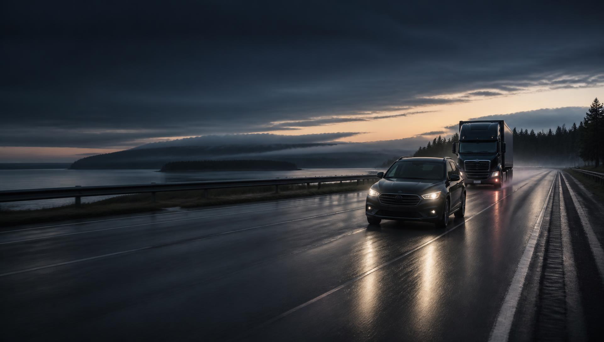 Mörkt följefordon och transport på nordisk väg